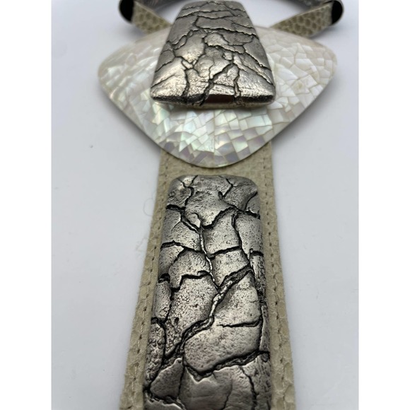 Ornate Beige Belt with Beige Buckle with Mother of Pearl Shell design main image 13